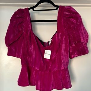 Saylor/Free People size large. NWT. PEPLUM. Velvet. Gorgeous statement top!